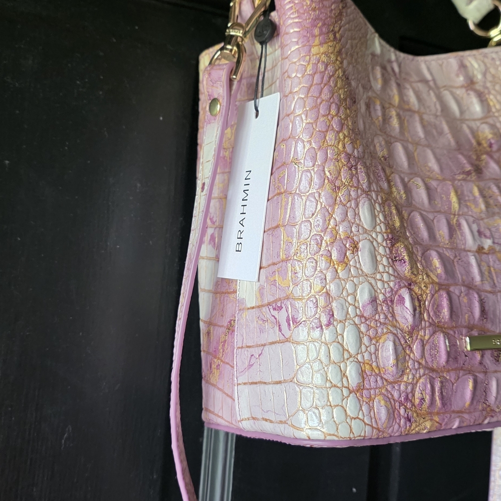 Brahmin Mini Amelia Lilac Melbourne Bucket Bag / Crossbody - Picture 6 of 16